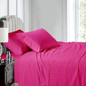 Cotton Home Depot King Striped Sheet Set - Hotel Luxury Bedding Sheets Set - Extra Soft Bed Sheets - Deep Pocket up to 10" - Wrinkle, Fade, Stain Resistant - 4 Piece ( King , Hot Pink )