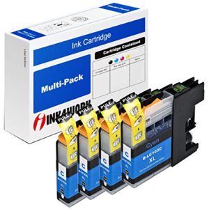 ink4work compatible ink cartridge replacement for brother lc103 lc-103 xl mfc-j285dw mfc-j4410dw mfc-j450dw mfc-j470dw mfc-j475dw mfc-j650dw mfc-j6520dw mfc-j870dw mfc-j875dw (cyan, 4-pack)