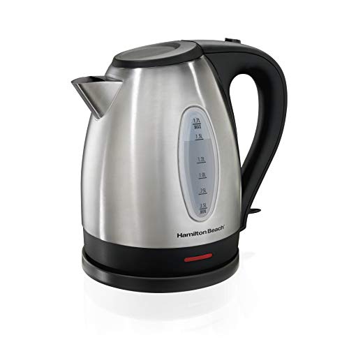 Hamilton Beach Electric Tea Kettle, Water Boiler & Heater, 1.7 L, Stainless Steel (40880) & Fresh Grind Electric Coffee Grinder for Beans, Spices and More, Makes up to 12 Cups, Black