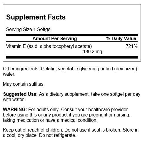 Swanson Vitamin E 400 Iu 400 Iu (268 Milligrams) 60 Sgels (2 Pack)