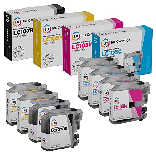 LD Products Compatible Ink Cartridge Replacements for Brother LC107 & LC105 Super High Yield (2 Black, 2 Cyan, 2 Magenta, 2 Yellow, 8-Pack) for MFC-J4310DW, MFC-J4410DW, MFC-J4510DW, MFC-4610DW