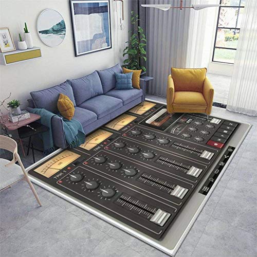 Vector Portable Recording Studio Template with Icons Area Rugs Floor Mat Non Slip Throw Rugs Soft Door Mat Nursery Carpet for Living Room Home Indoor Outdoor Runner Rugs Yoga Mat