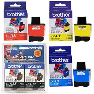 brother lc41 black ink twin pack with standard yield color ink cartridge set