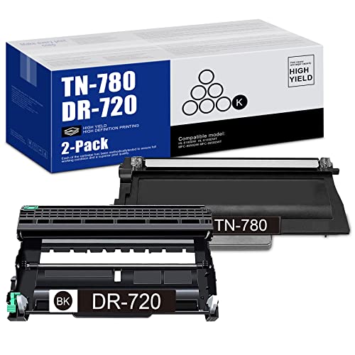 VASERINK 2-Pack (1Toner+1Drum) Compatible TN-780 Toner Cartridge and DR-720 Drum Unit Replacement for Brother HL-6180DW 6180DWT MFC-8950DW 8950DWT Printer