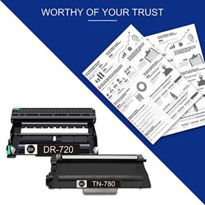 VASERINK 2-Pack (1Toner+1Drum) Compatible TN-780 Toner Cartridge and DR-720 Drum Unit Replacement for Brother HL-6180DW 6180DWT MFC-8950DW 8950DWT Printer