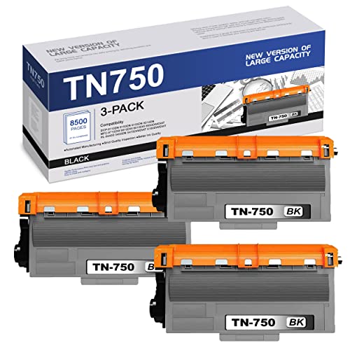 EDH Compatible TN750 TN-750 Toner Cartridge Replacement for Brother High Yield Compatible with DCP-8110DN 8150DN 8510DN MFC-8710DW 8950DW/DWT 8810DW 8910DW HL-5470DW/DWT 5440D Printer (3 Pack,Black)