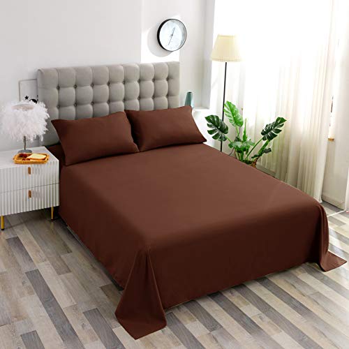 Flat Sheet Single,1 Pack Solid Flat Sheet Smooth Touch Hotel Quality ( Coffee , King )