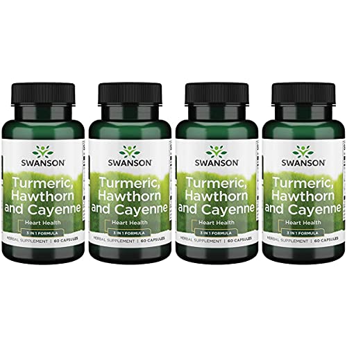 Swanson Full Spectrum Turmeric Hawthorn & Cayenne 60 Capsules (4 Pack)