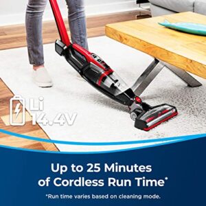 BISSELL, 3079 Featherweight Cordless XRT 14.4V Stick Vacuum, Black, Red