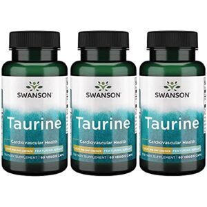 swanson ajipure amino acid taurine 1000 milligrams 60 veg capsules (3 pack)