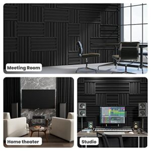 Whalevale Self-Adhesive Sound Proof Foam Panels, 12 Packs 12 X 12 X 2 inch Acoustic Panels, High Resilience Sound Proofing Padding for Wall,Soundproof Foam Used in Home,Studio,etc,Black