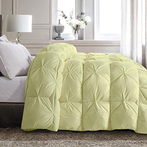 Fluffy Down Alternative 1000 Series 3 Piece Ivory Pinch Pleated Bedding Comforter Set ( Comforter + 2 Pillow Cases ) 500 GSM Egyptian Cotton King