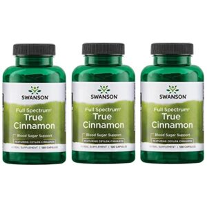 Swanson Full Spectrum True Cinnamon - Herbal Supplement - (120 Capsules, 300mg Each) 3 Pack