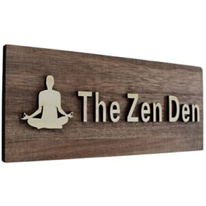 fireflyweb the zen den signs room decor meditation in progress wall hanging sign with hooks inspirational wooden door plaque for yoga studio bedroom decoration (brown)