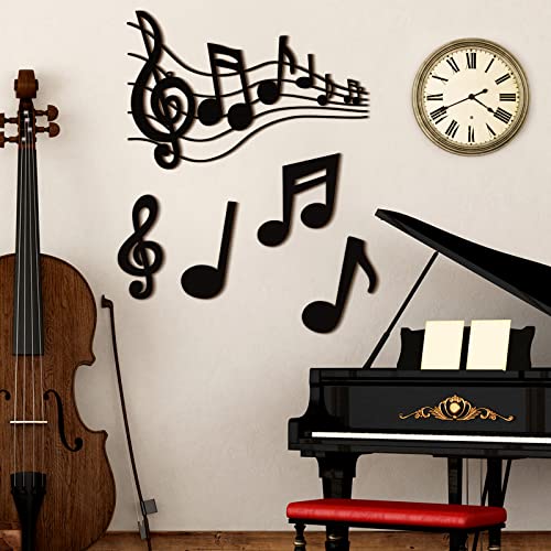 5 Pcs Wooden Music Wall Decor Black Treble Clef Wooden Wall Decor Music Notes Wall Art Room Decor Wood Musical Notes Wall Hanging Music Wall Sign Music Notes Party Decorations for Studio Home Bedroom