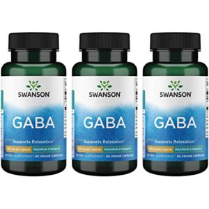 swanson amino acid maximum strength gaba 750 milligrams 60 veg capsules (3 pack)