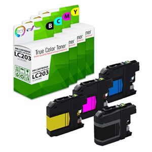 tct compatible ink cartridge replacement for brother lc203 lc203bk lc203c lc203m lc203y works with brother mfc-j460dw j480dw j485dw j880dw printers (black, cyan, magenta, yellow) – 4 pack