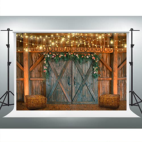 VIDMOT Rustic Barn Backdrop for Photography Wooden Barn Door Background 10x7ft Retro Cowboy Style Farm Theme Party Backdrop Party Cake Table Decor Backdrops Photo Studio Photography Props BJLSVV948