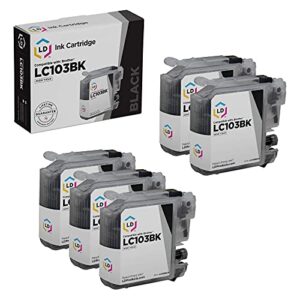 ld products compatible ink cartridge replacement for brother lc103bk high yield (black, 5-pack)