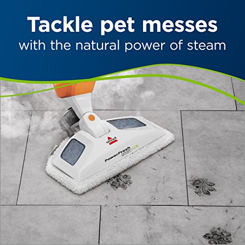 Bissell PowerFresh Lift-Off Pet Steam Mop, Steamer, Tile, Bathroom, Hard Wood Floor Cleaner, 1544A, Orange