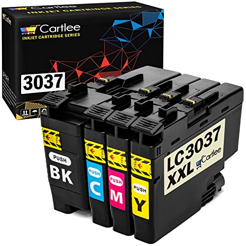 Cartlee 4 Compatible Ink Cartridges Replacement for Brother LC3037 XXL Super High Yield for Brother MFC-J5845DW XL MFC-J5945DW MFC-J6545DW XL MFC-J6945DW - 1 Black, 1 Cyan, 1 Magenta, 1 Yellow