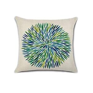 Holiday Depot Set of 4 Pillow Covers 18x18, Modern Geometric Green Pattern Style, Cotton Linen Fabric Decorative Indoor/Outdoor Throw Pillow Case Set 45x45cm