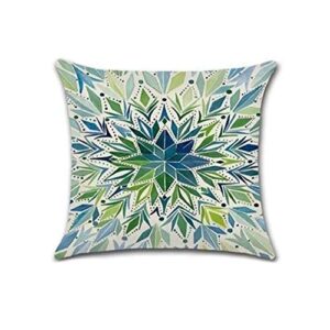 Holiday Depot Set of 4 Pillow Covers 18x18, Modern Geometric Green Pattern Style, Cotton Linen Fabric Decorative Indoor/Outdoor Throw Pillow Case Set 45x45cm