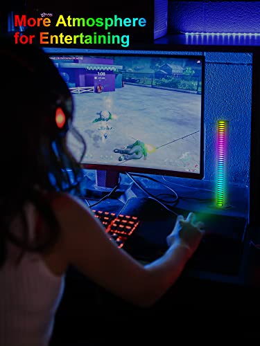 Rhythm RGB Light Bar, Mini Rechargeable Music Sync Voice Activated Colorful LED Lighting, 40 Bit Ambient Sound SR, Portable Multicolor Light Decor for Home, Gaming, TV, PC, Car, Party, DJ Studio