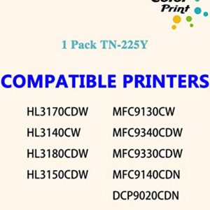 ColorPrint Compatible TN225 Toner Cartridge Replacement for Brother TN-225Y TN-225 TN-221 TN221 Used for HL-3140CW HL-3170CDW HL-3180CDW MFC 9130CW 9330CDW 9340CDW DCP-9020CDN Printer (1-Pack, Yellow)