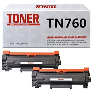 Saiyeeka TN760 Black High Yield Toner Cartridge for Brother Cartridge TN760 TN730 High Yield Toner for MFC-L2710DW HL-L2395DW DCP-L2550DW HL-L2350DW MFC-L2750DW HL-L2395DW Printer 2 Pack