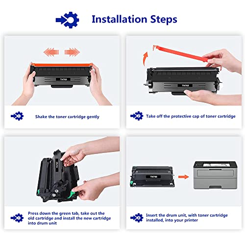 Saiyeeka TN760 Black High Yield Toner Cartridge for Brother Cartridge TN760 TN730 High Yield Toner for MFC-L2710DW HL-L2395DW DCP-L2550DW HL-L2350DW MFC-L2750DW HL-L2395DW Printer 2 Pack