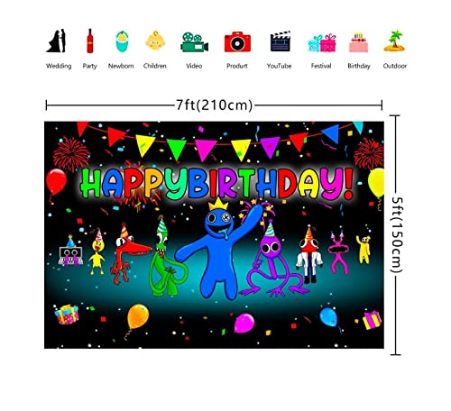 Game Happy Birthday Backdrop Cartoon Party Banner Decorations Photography Background Decor Photo Booth Studio Prop 3-5x7 FT