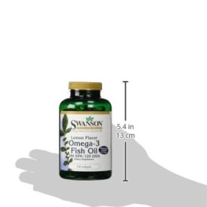 Swanson Omega 3 Fish Oil Supplement Heart Brain and Joint Support GMO-Free EFAs 180 mg EPA Plus 120 mg DHA 150 Softgel Capsules Lemon Flavor