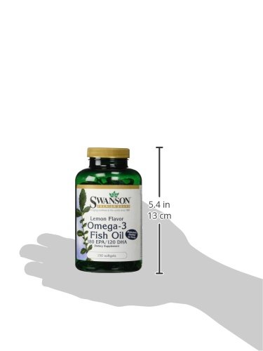 Swanson Omega 3 Fish Oil Supplement Heart Brain and Joint Support GMO-Free EFAs 180 mg EPA Plus 120 mg DHA 150 Softgel Capsules Lemon Flavor