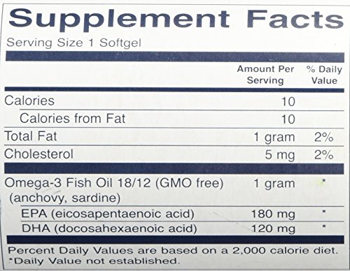 Swanson Omega 3 Fish Oil Supplement Heart Brain and Joint Support GMO-Free EFAs 180 mg EPA Plus 120 mg DHA 150 Softgel Capsules Lemon Flavor