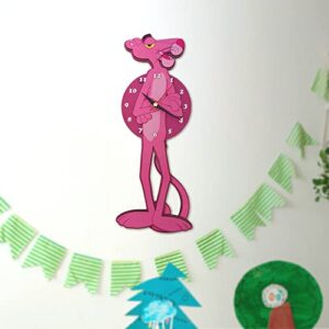 Cleris Art Studio The Pink Panther Pendulum Wall Clock, Pink Panther Wagging Tail, Swinging Tail Clock, Kids Wall Clock, Kids Analog Clock, Schoolroom Clock.