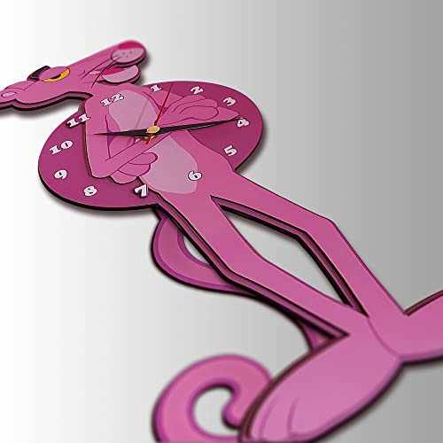 Cleris Art Studio The Pink Panther Pendulum Wall Clock, Pink Panther Wagging Tail, Swinging Tail Clock, Kids Wall Clock, Kids Analog Clock, Schoolroom Clock.