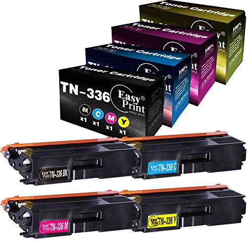 EASYPRINT (4-Pack) Compatible TN336 TN-336 Toner Cartridges Replacement for Brother MFC-L8600CDW L8850CDW 9550CDW L8250CDN 8350CDW 8350CDWT, (1x Black, 1x Cyan, 1x Magenta, 1x Yellow)