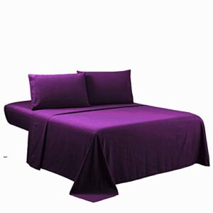 Queen Size Sheet Set - 6 Piece 15 Inches Deep Pocket 1000 Thread Count Bed Sheet Set for Queen Bed Double Brushed Cotton Purple Bedding Sheets & Pillowcases