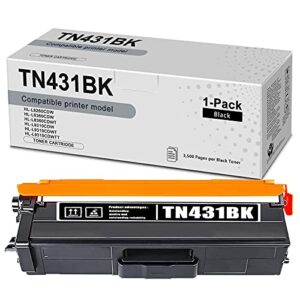 (1 pack, black) compatible tn431bk tn-431bk high yield toner cartridge replacement for brother hl-l8260cdw l8360cdw l8360cdwt dcp-l8410cdw mfc-l8610cdw printer.