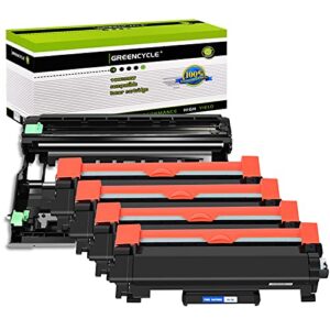 greencycle tn760 toner cartridge dr730 drum unit set compatible for brother dcp-l2550dw hl-l2350dw hl-l2395dw hl-l2390dw hl-l2370dw mfc-l2710dw printer (4 toner, 1 drum)
