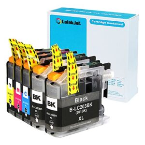 5 pack toinkjet compatible replacement for brother lc203 lc 203 xl lc201 ink cartridges for mfc-j460 mfc-j480dw mfc-j485dw mfc-j680dw mfc-j885dw j880dw mfc j5520dw j5620dw j5720dw j4420dw