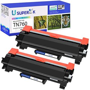 superink toner cartridge (with chip) compatible for brother tn760 tn-760 tn730 to use with hl-l2350dw hl-l2395dw hl-l2390dw hl-l2370dw mfc-l2750dw mfc-l2710dw dcp-l2550dw printer high yield – 2 black