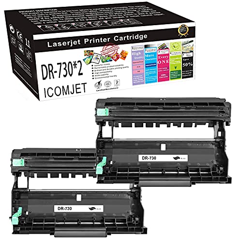 ICOMJET Compatible Drum Unit Replacement for Brother DR730 DR-730 Use for Brother HL-L2350DW HL-L2370DW MFC-L2730DW HL-L2390DW HL-L2395DW DCP-L2550DW MFC-L2710DW MFC-L2750DW Printer (2 Drum,Black)