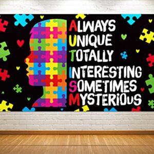 Nepnuser Autism Awareness Photo Booth Backdrop Inspirational Support April Decoration Puzzle Piece Children Indoor Outdoor Wall Decor-5.9×3.6ft