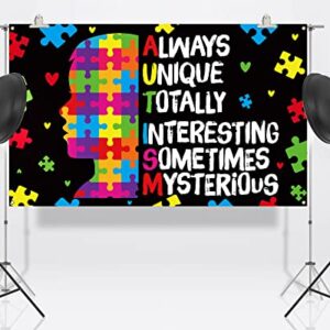 Nepnuser Autism Awareness Photo Booth Backdrop Inspirational Support April Decoration Puzzle Piece Children Indoor Outdoor Wall Decor-5.9×3.6ft