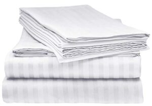 cotton home depot twin collection bed sheet set 30 inch deep pocket 4-piece bedding set – wrinkle, stain, fade resistant – white