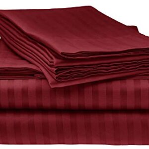 Cotton Home Depot Twin Collection Bed Sheet Set 24 Inch Deep Pocket 4-Piece Bedding Set - Wrinkle, Stain, Fade Resistant - Burgundy