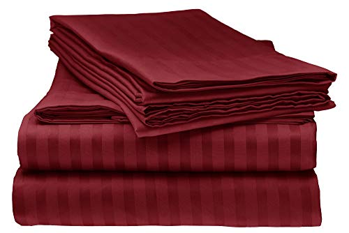 Cotton Home Depot Twin Collection Bed Sheet Set 24 Inch Deep Pocket 4-Piece Bedding Set - Wrinkle, Stain, Fade Resistant - Burgundy