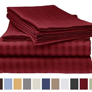 Cotton Home Depot Twin Collection Bed Sheet Set 24 Inch Deep Pocket 4-Piece Bedding Set - Wrinkle, Stain, Fade Resistant - Burgundy